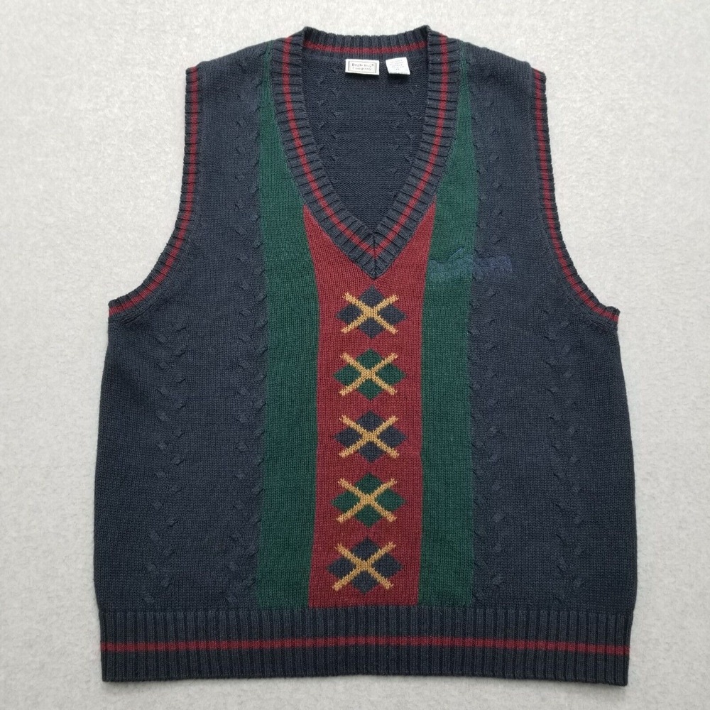 Bugle Boy Sweater Mens‎ XL Blue Red Green Vest Pullover V Neck